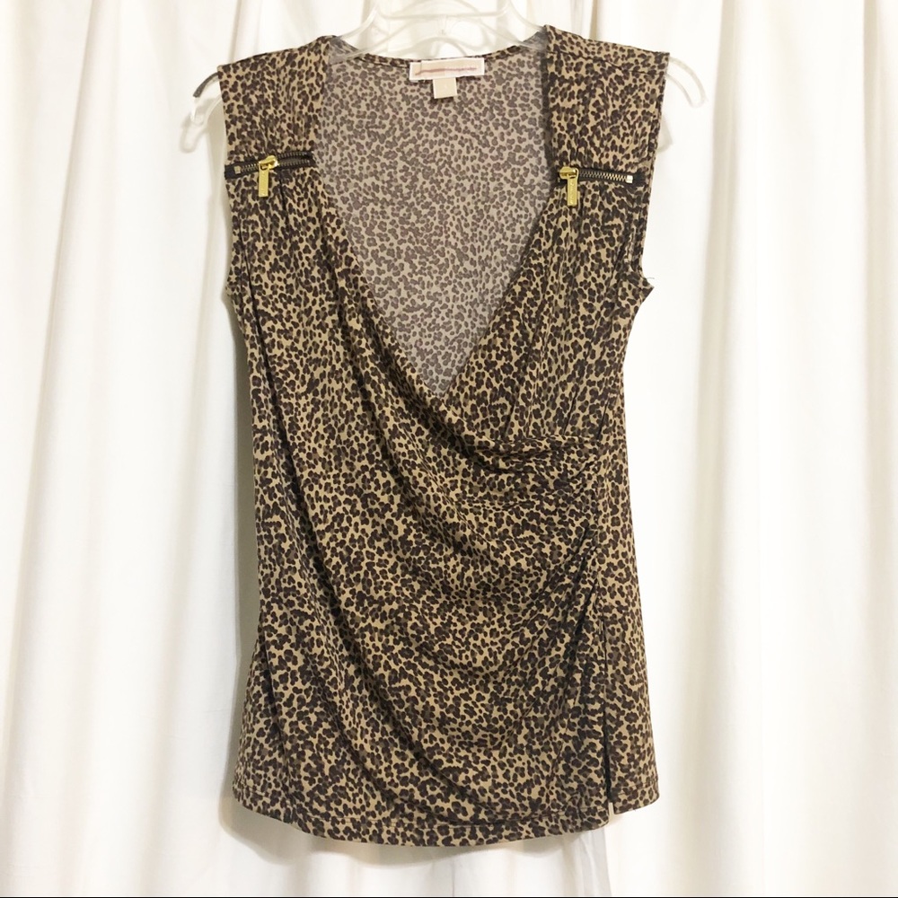 Michael Kors Leopard Print Wrap Sleeveless…